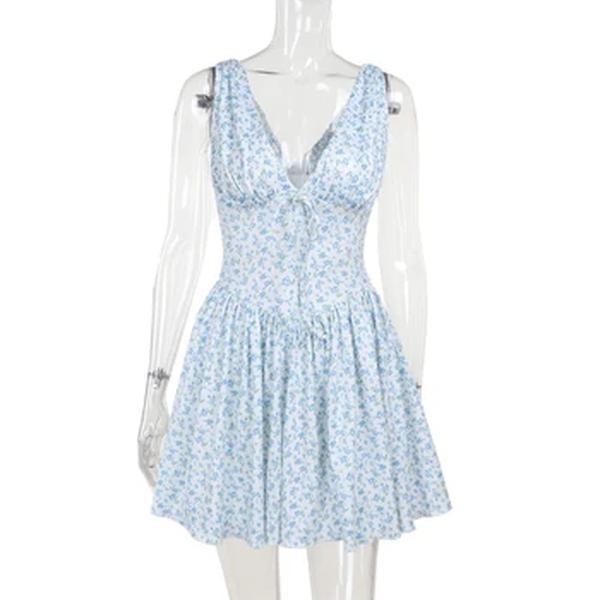 Vestido de flor em V profundo e fragmentado, saia curta justa, estilo celebridade, elegante, verão, novo, 2024, JY24140PFO