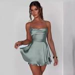 Vestido de emagrecimento curto feminino, estilo europeu e americano, show sexy, cor sólida, novo, popular, verão