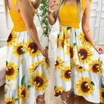 Verão feminino 2022 novo irregular sem alças halter sem mangas vestido longo sling retalhos impressão irregular tubo vestido superior