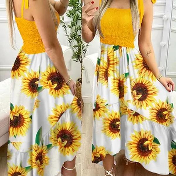 Verão feminino 2022 novo irregular sem alças halter sem mangas vestido longo sling retalhos impressão irregular tubo vestido superior