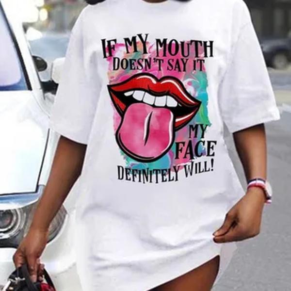 Vestido feminino solto de manga curta de camiseta, verão