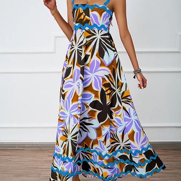 Elegante vestido de praia sem costas feminino, vestidos longos, sexy, sem mangas, rosa, floral, feriado, verão, 2024