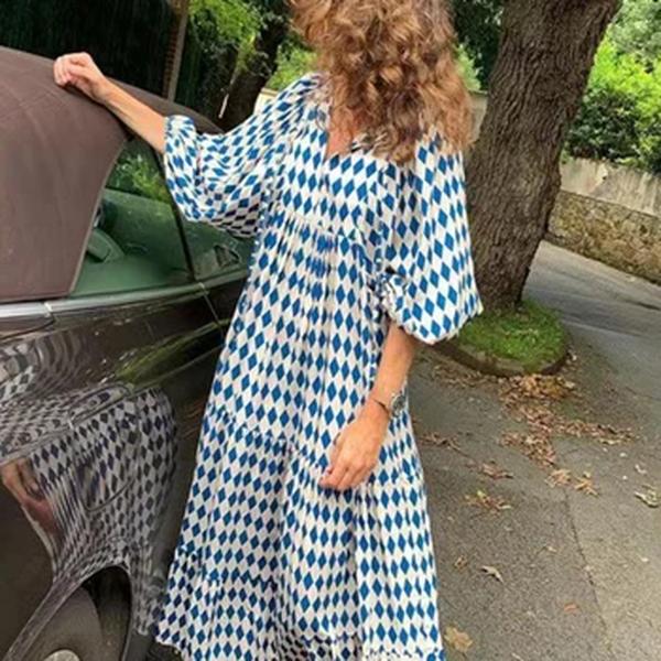 Vestido maxi floral boho feminino, manga folhada, decote V, solto, vestidos longos, com renda, casual, feriado, praia, festa feminina, verão, Y2K