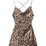 ZBZA Mulheres Sexy Mini Wrap Hip Dresses verão Novo Backless Sling Leopard Print Short Dress Holiday Beach Party Fashion Women's