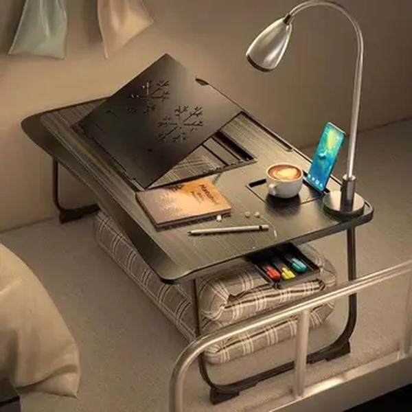 Ajustável Dobrável Laptop Desk, Mesa Bandeja Mesa, Altura e Aumento, Home Breakfast Bed, 60cm