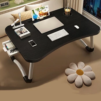 Início Folding Laptop Desk, Altura ajustável e Aumentar Table Bandeja, Gaveta Mesa, Fit for Breakfast, Cama