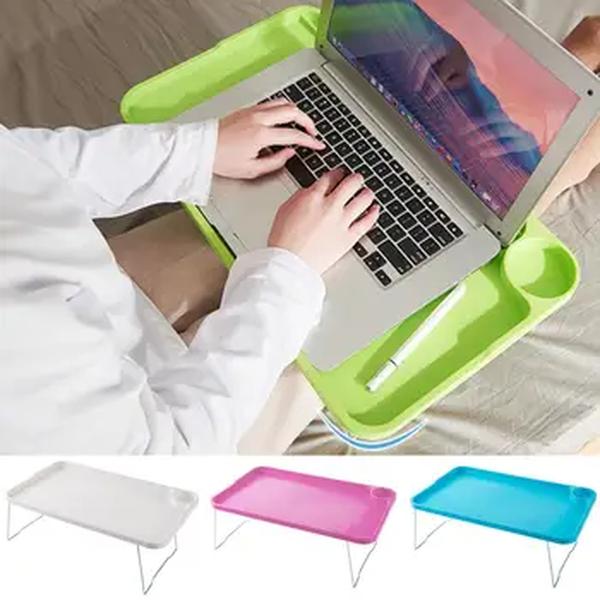 Mesa dobrável para laptop portátil com pernas antiderrapantes, mesa de cama dobrável, suporte para copos, estável e forte para estudantes
