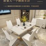 Linlamlim branco pintura de aço inoxidável mesa de jantar e 6 cadeiras para sala de jantar mordern móveis de cozinha em casa