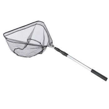 Rede de pesca dobrável com alça telescópica, fino acabamento, rede de pouso dobrável para pesca selvagem, pesca marítima, 340g