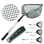 Rede de pouso de pesca, liga de alumínio, durável, telescópica, estender até 190cm/130cm/55cm, malha dobrável, captura segura de peixes, liberação