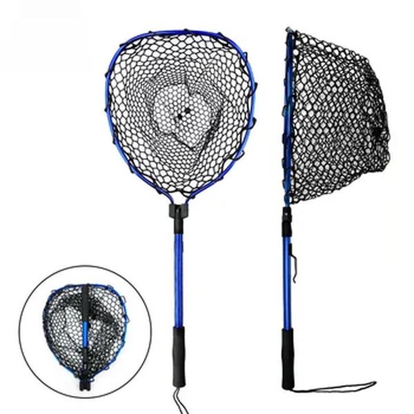 Kit de rede de pesca de malha de silicone durável, Captura e liberação multifunções, Rede de pouso portátil leve com alça