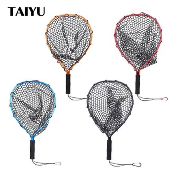 TAIYU-Redes De Pesca Para Pesca Com Mosca, Portátil, Ultraleve, Liga De Alumínio, Silicone, Resistência Ao Desgaste, Malha, Mergulho De Mão, Fundição, Rede De Aterragem