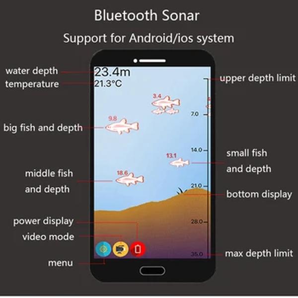 Sonar-novo smartphone com sensor, frete grátis, bluetooth, inteligente, localizador de peixes, android, ios, pesca visual