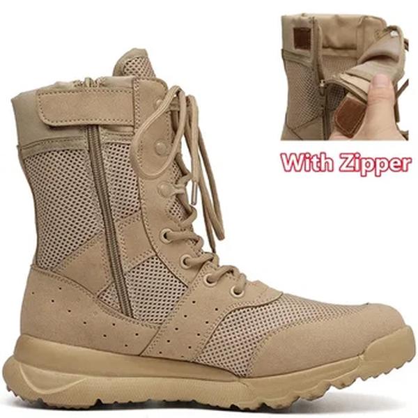 Botas táticas militares leves, sapatos de treinamento de combate, botas de malha respirável plus size 34-49, botas de caminhada ao ar livre, verão