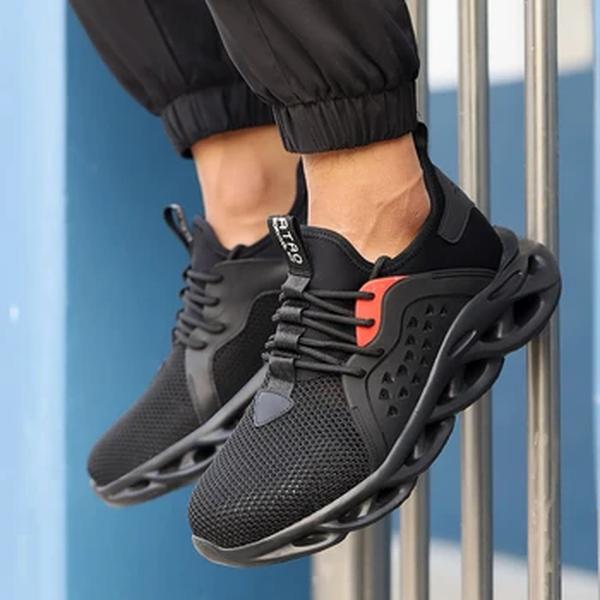 Sapatos de segurança de trabalho unissex para homens, touca de aço, tênis respiráveis, anti-quebra e anti-perfuração, 48 tamanhos