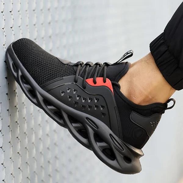 Sapatos de segurança de trabalho unissex para homens, touca de aço, tênis respiráveis, anti-quebra e anti-perfuração, 48 tamanhos