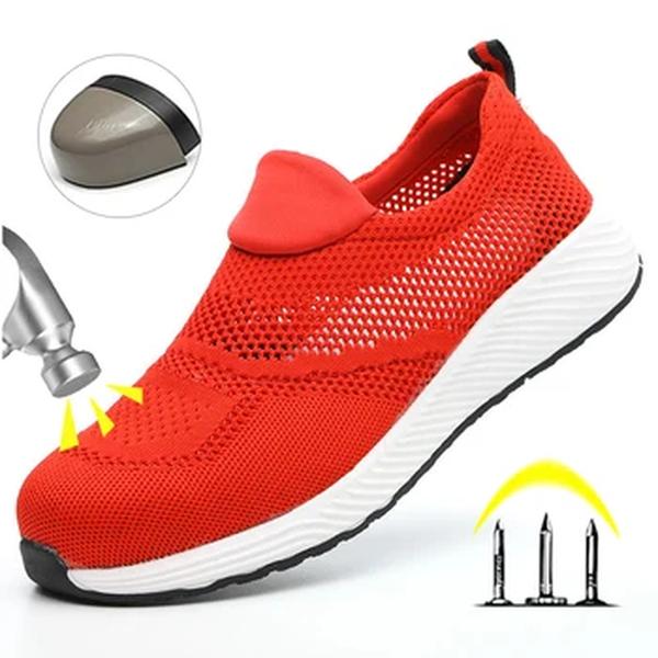 Sapatilhas leves em aço toe para homens e mulheres, sapatos de segurança, botas de construção respirável, calçado de verão