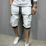 Calça de moletom solta masculina, calças curtas de corrida, streetwear esportivo de vários bolsos, novidade para verão, 2022