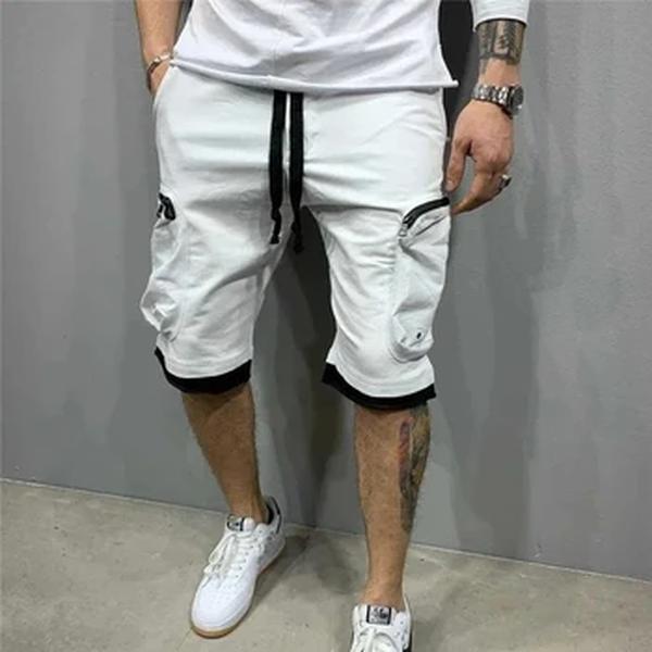 Calça de moletom solta masculina, calças curtas de corrida, streetwear esportivo de vários bolsos, novidade para verão, 2022
