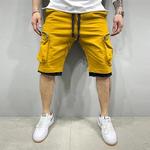 Calça de moletom solta masculina, calças curtas de corrida, streetwear esportivo de vários bolsos, novidade para verão, 2022