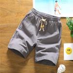 Calça curta de algodão de linho com cordão masculina, fina, respirável, monocromática, branca, solta, casual, esportiva, quente, tamanho positivo, verão, 5XL