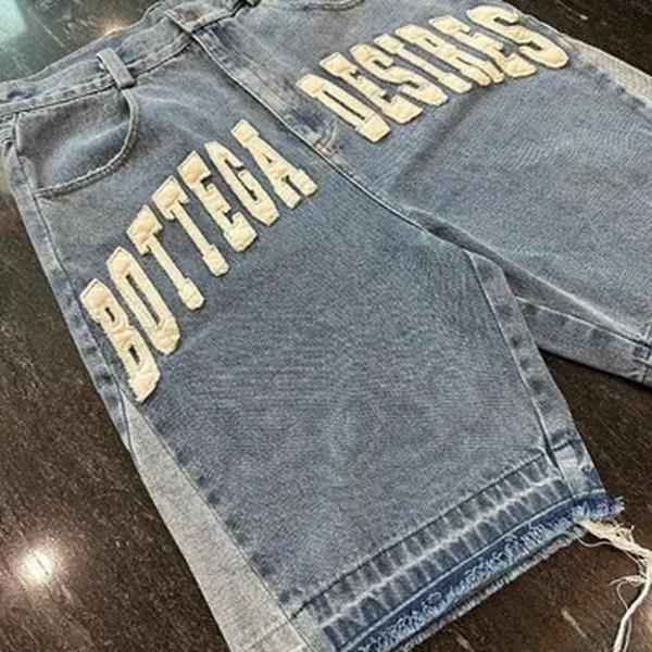 Shorts jeans retrô American Street Harajuku para homens e mulheres, carta bordada, jeans de grandes dimensões, casual solto, versátil, Y2K