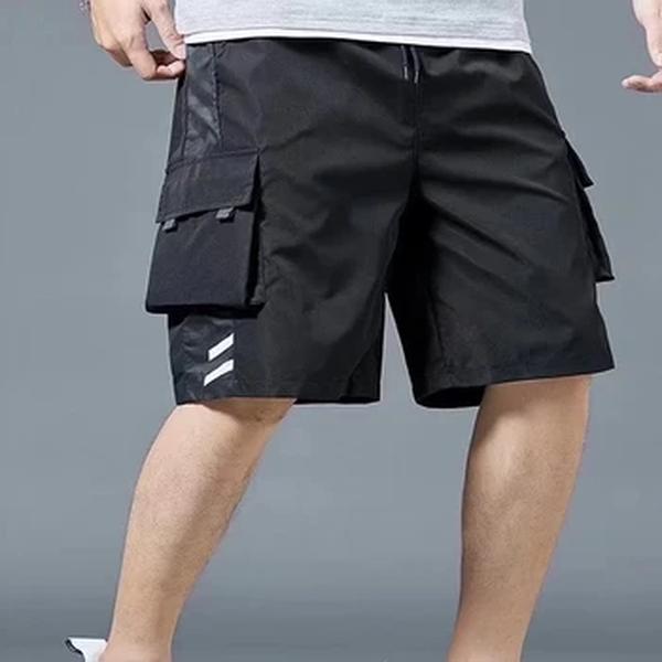 Calção casual masculino de carga, estilo fino, tubo reto solto, grande, legal, calça de verão, esportiva, roupa exterior, marca de moda