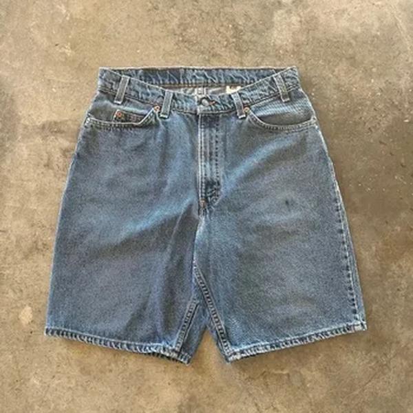Calções jeans de basquete de cintura alta para homens, padrão bola preta, bordado azul, bolso retrô, curto Y2K, verão