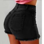 Shorts femininos de cintura alta denim stretch, calças quentes, disponíveis em várias cores, borla angustiado jeans