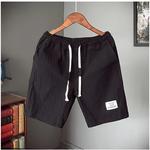 Calção respirável de algodão e linho masculino, monocromático, tamanho grande, elástico na cintura, casual, solto, estilo fino, multicolorido, verão, novo, 2022