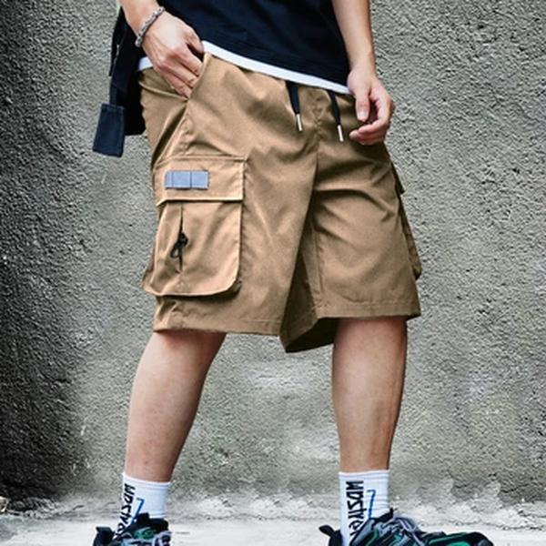 Tecidos duráveis e confortáveis para homens, shorts finos para o exterior, esportes casuais, bolsos grandes, viagem ao ar livre