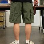 Calça curta masculina de cintura com cordão, bolso multi-aba, shorts soltos da moda, calça masculina de trabalho, ao ar livre