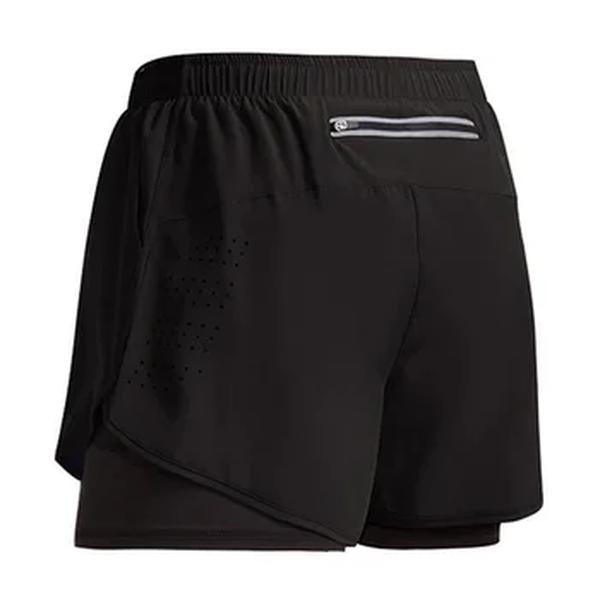 Calção de corrida de dupla camada de secagem rápida masculina, fitness, preto, esporte, treino, musculação, calça curta, novo