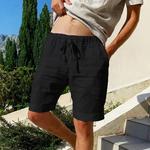 Homens Respirável Algodão Linho Praia Shorts, Masculino Verão Praia Calças, Calças De Cor Sólida Havaí, Fitness Streetwear, Novo, S-3XL