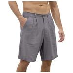 Calção de praia casual masculino com botões, monocromático, algodão, linho, clássico, cintura média, macio, respirável, moda, verão