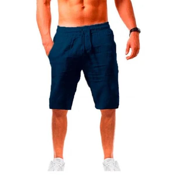Shorts respiráveis de cinco pontos masculinos, linho de algodão monocromático, streetwear elástico com cordão, roupas esportivas Y2K, verão