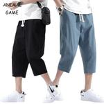 Calça curta casual de linho masculina, reta de algodão, grande cor sólida, ginásio, praia, verão, nova, leve, quinta