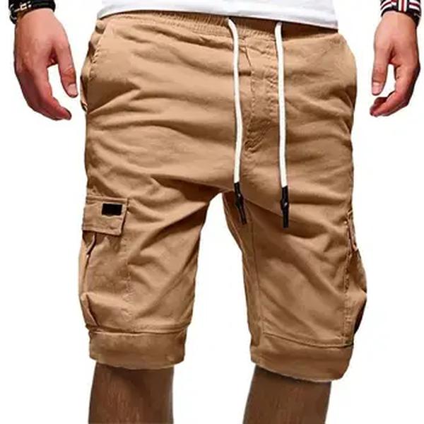 Verão homens carga meia calças casual cintura elástica bolso sólido solto shorts oversized S-5XL BSDFS-ZK36