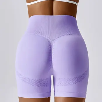 Shorts esportivos sem costura para mulheres, leggings de cintura alta, para ciclismo, jogging, fitness, academia, ioga e academia