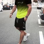 Terno casual de verão masculino, camiseta confortável e solta, shorts para esportes ao ar livre, nova impressão de texto, moda de rua, novo, 2024
