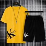 Terno de camiseta extragrande masculino, shorts fashion confortáveis, top estampado, roupas esportivas fitness, verão, 202