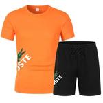 Fato esportivo de manga curta masculino, conjunto de shorts casual, secagem rápida, esportivo, correndo, fitness, moda, 2 peças, verão