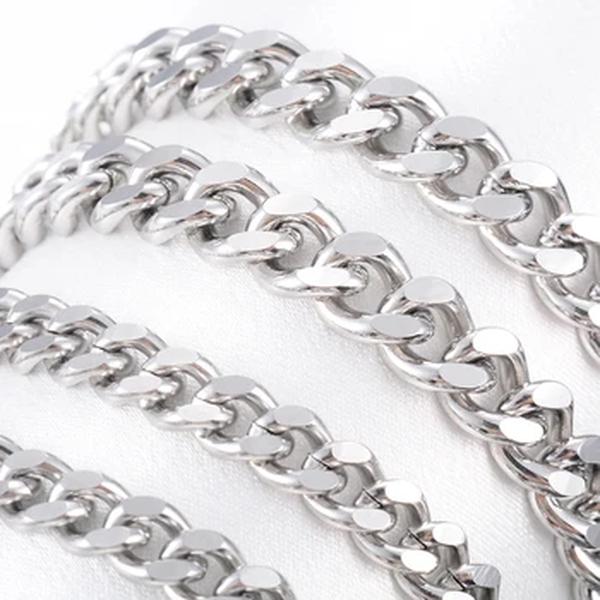 Aço inoxidável Cubano Link Chain para Masculino, Colar Punk Básico, Gargantilha de Cor Prata, Acessórios para Jóias, Presentes