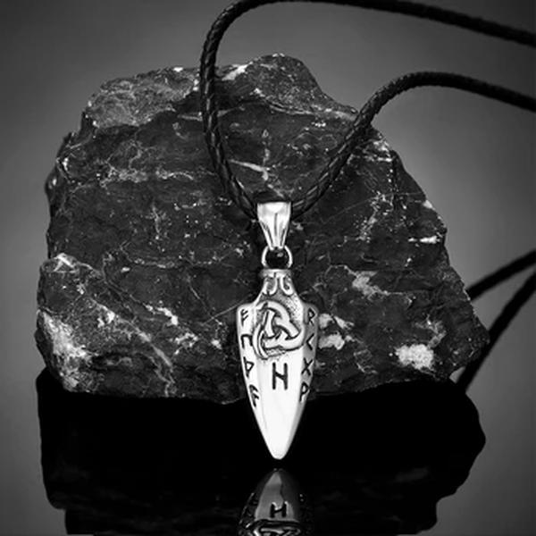 Colar Gungnir Lança de Odin para Homens, Aço Inoxidável, Pingente de Seta, Talismã Valknut, Joalheria Viking, Runas Nórdicas, Cor Dourada