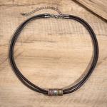 Colar gargantilha de couro PU vintage para homens, contas de metal, colarinho na moda no pescoço, acessórios, joias da moda, presente masculino, 2023