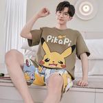 Conjunto de pijamas de algodão com decote em O masculino, shorts de manga curta, roupas de lazer pijamas, tamanho grande, L a 4XL, verão, novo