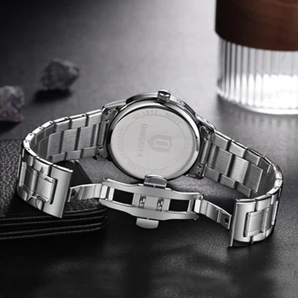 QINGXIYA-Relógio quartzo impermeável de aço inoxidável masculino, relógios de pulso luminosos, semana e data, marca top, moda luxo