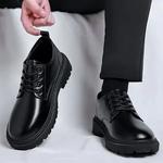 Oxfords de plataforma de couro coreano para homens, sapatos de derby masculinos, mocassins casuais, dedo do pé quadrado, sapatos formais, fundo grosso, 2023