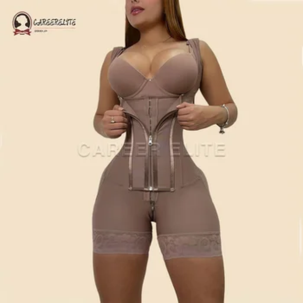Bbl-bodysuit de dupla compressão feminino, corpo inteiro, estágio 2, modelador, material de bunda, push up, estômago liso, espartilho modelador