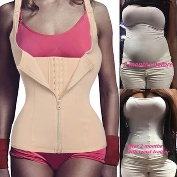 Cintura das mulheres Trainer Espartilho com Zíper, colete controle barriga, Shaper do corpo, Cincher Shapewear, cintura de barriga fina, regata, Reductores